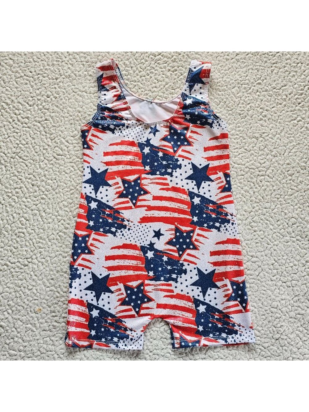 TENVDA Girls Gymnastics Leotard Stars Stripes Stretchy Polyester/Spandex Blend